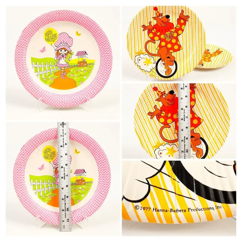 Mixed Lot 80s Birthday Plates Cups Garfield Muppets Dukes Scooby Knight Rider